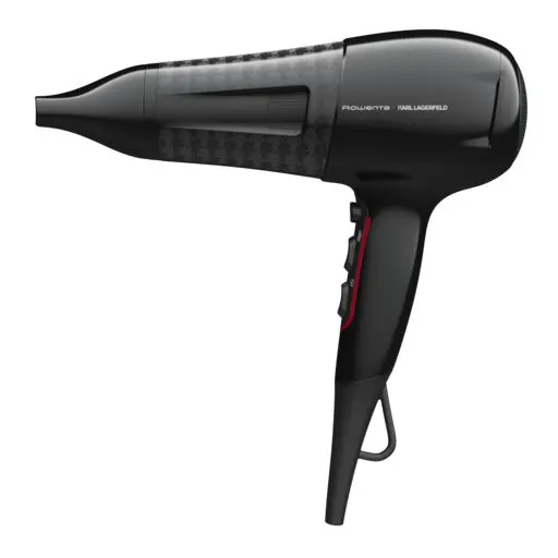 Uscator de par ROWENTA x Karl Lagerfeld PowerLine CV591LF0, 2100 W, tehnologia Ionic Booster, 3 trepte de temperatura, jet de aer rece, negru rosu