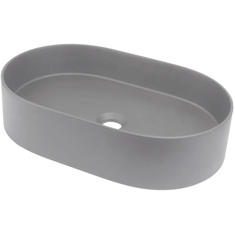 Lavoar pe blat compozit gri Deante Silia, oval, 55 cm
