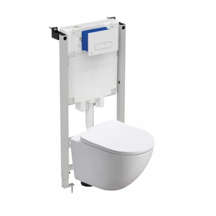 Set vas wc suspendat vortex, rotund Oslo si rezervor incastrat Prosys cu set de fixare inclus si clapeta Oleas M1 alb lucios, Ideal Standard
