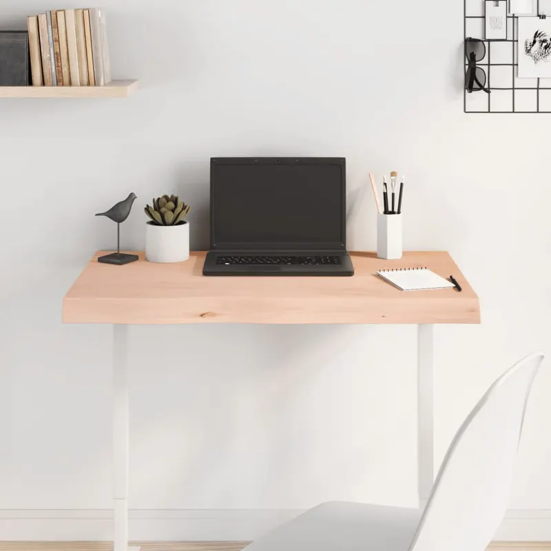 blat de masa, 80x50x(2-6) cm, lemn masiv de stejar netratat