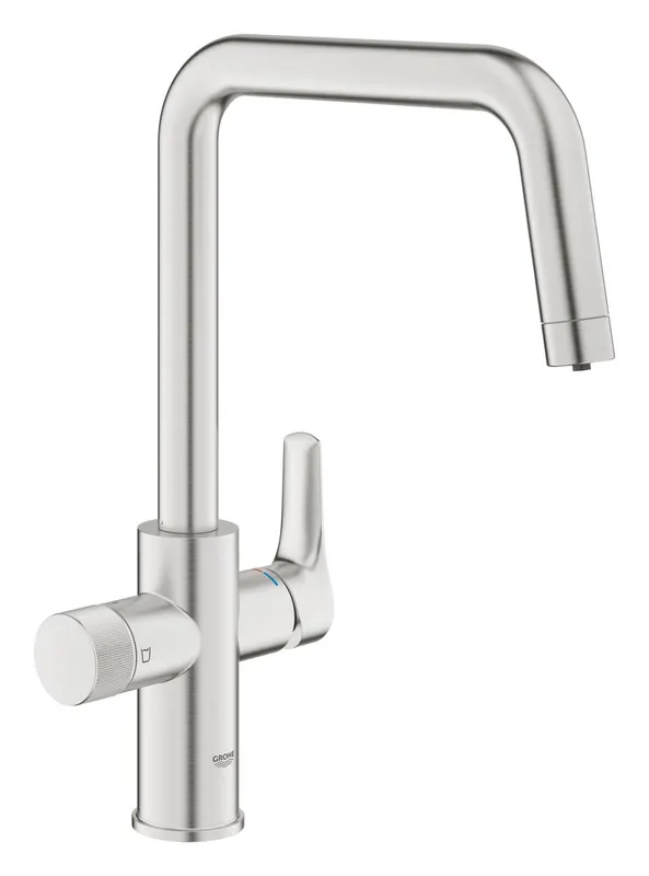 Baterie bucatarie Grohe 30583DC0, Blue Pure Eurosmart, inalta, tip U, filtrare, 3 cai, mat, otel satinat