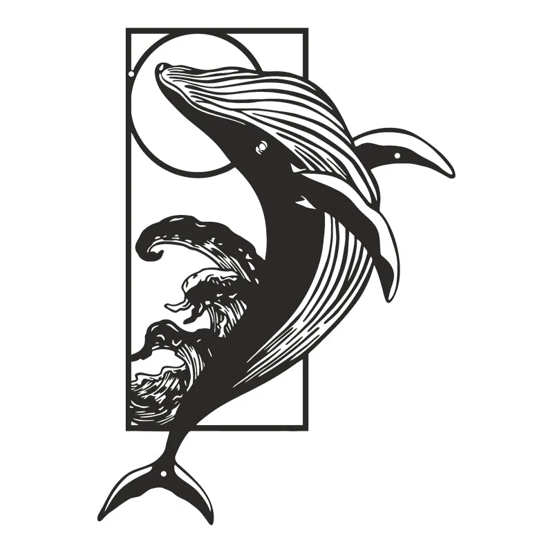 Decorațiune metal Wall deco Whale negru metal, 38x50 cm - Negru