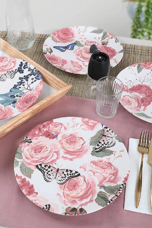Set farfurii Garden 25 Cm 4 Piese, Alb - Alb