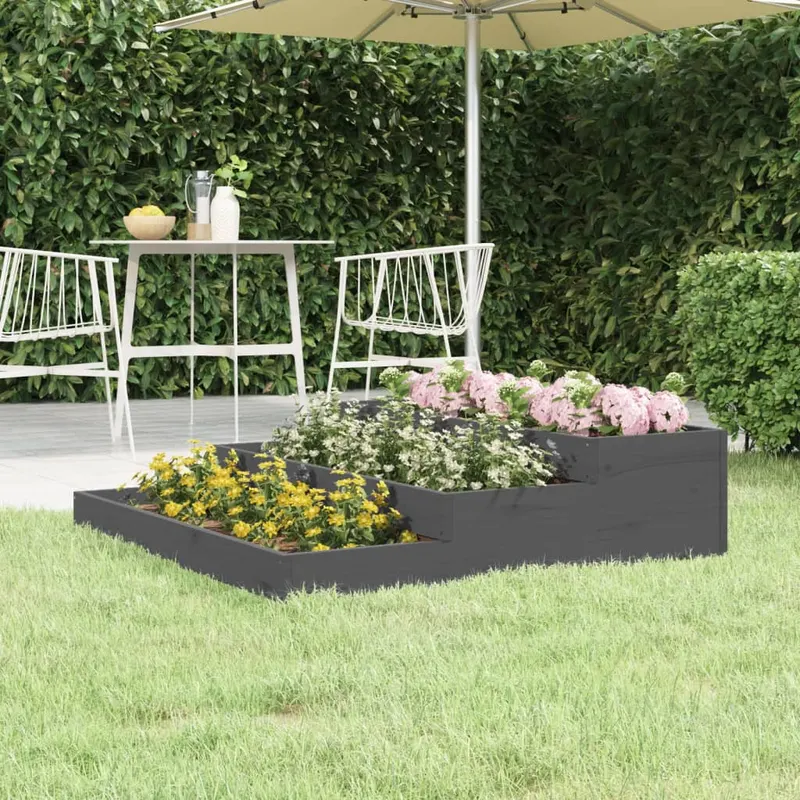 jardiniera, gri, 107x107x27 cm, lemn masiv de pin