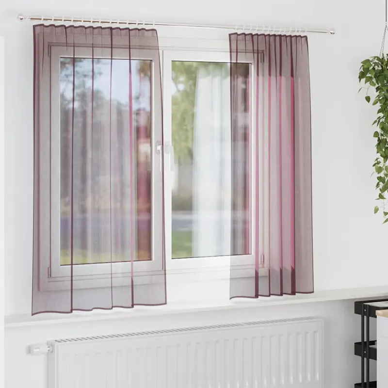 perdele voile cu bucle 2 buc violet 140x140 cm