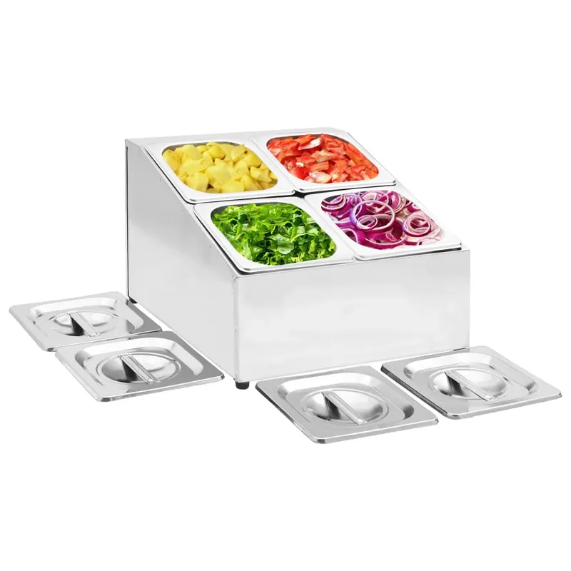 recipient gastronorm cu 4 sectiuni gn 1/6 otel inoxidabil