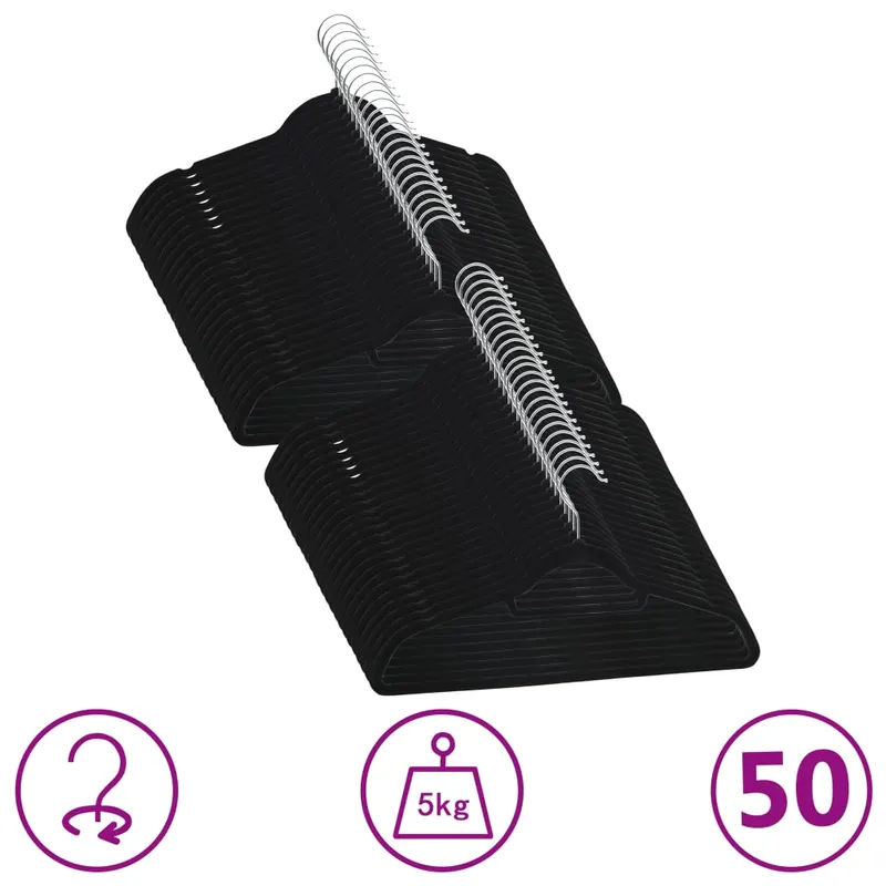 set de umerase anti-alunecare, 50 buc., negru, catifea
