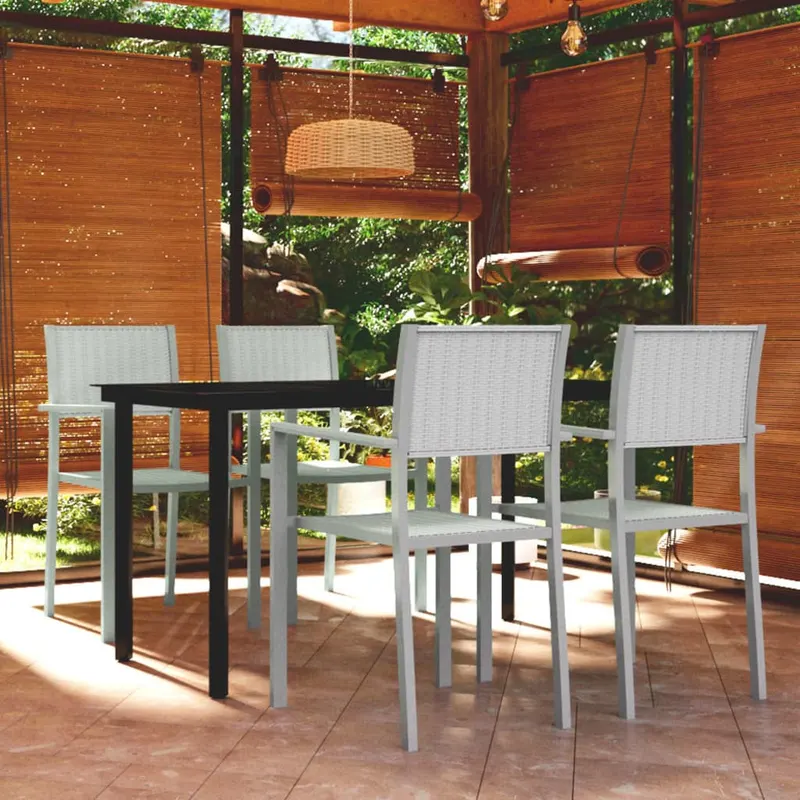set de mobilier de gradina, alb, 5 piese
