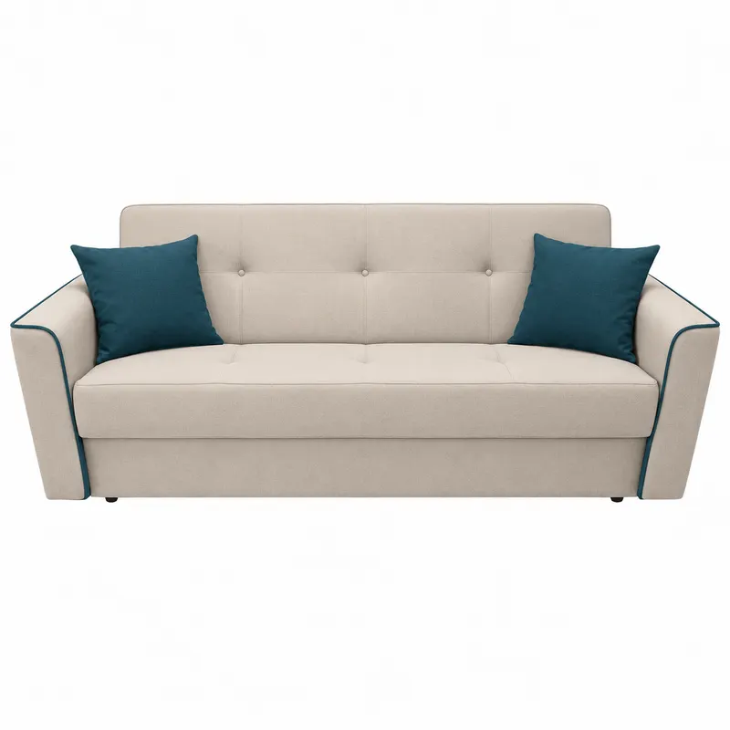 Canapea VERA extensibila, 3 locuri, lada de depozitare, stofa bej cu turcoaz, 225x90x90 Stofa, Bej + Turcoaz