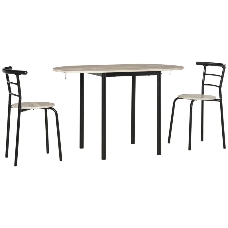 Set de sufragerie HOMCOM din 3 piese cu 2 scaune si 1 masa ovala, pentru spatii limitate, culoare lemn | RO