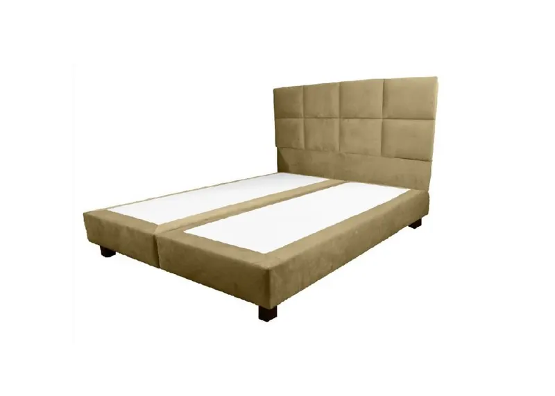 Pat tapitat cu textil 140 x 200, American cu Boxspring , culoare bej, Royal