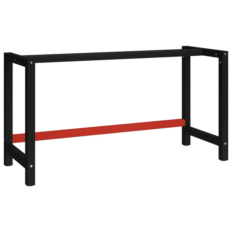 cadru metalic banc de lucru, 150x57x79 cm, negru si rosu