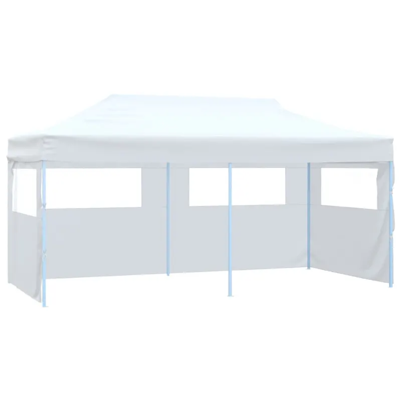 cort de petrecere pliabil cu 4 pereti, alb, 3 x 6 m, otel