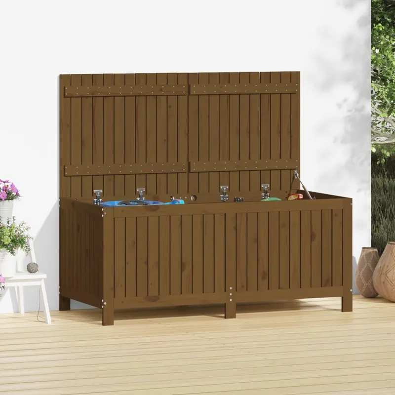 cutie depozitare gradina, maro miere, 147x68x64 cm, lemn pin