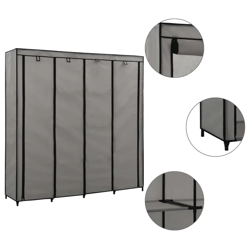 sifonier cu 4 compartimente, gri, 175 x 45 x 170 cm
