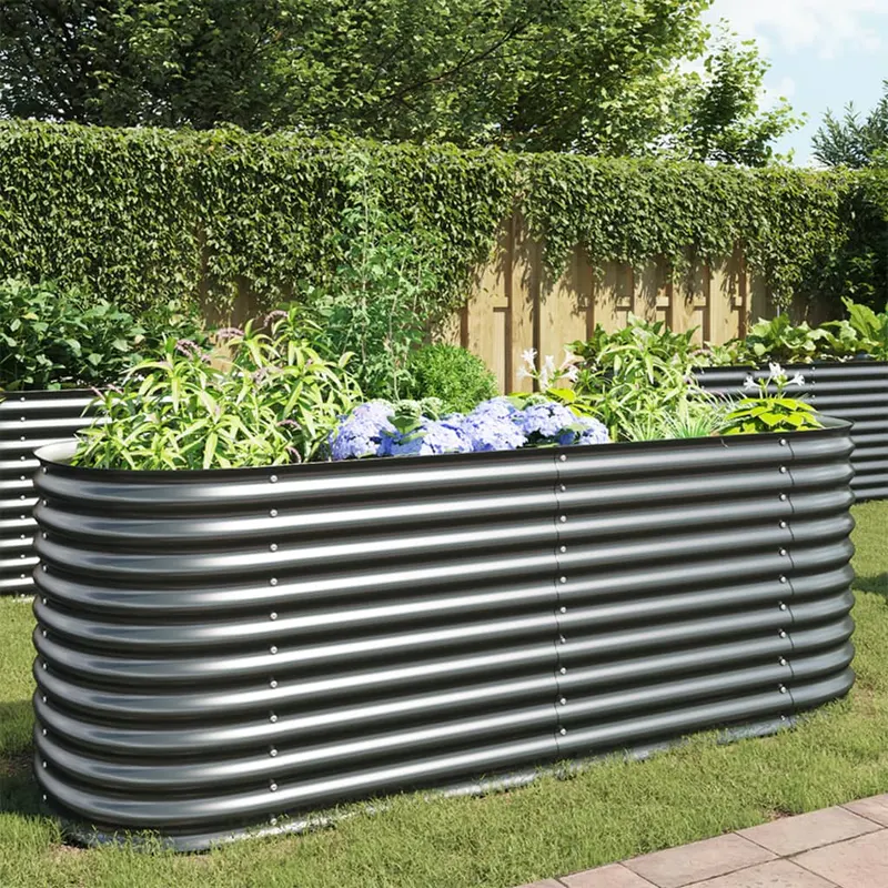 strat inaltat de gradina, gri, 240x80x81 cm, otel galvanizat