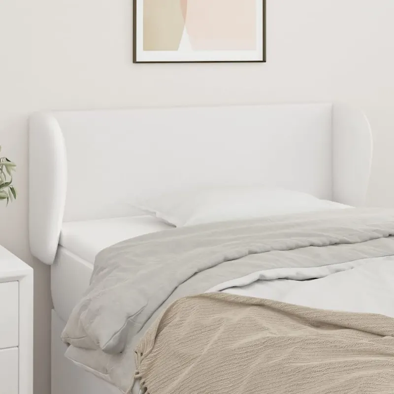tablie de pat cu aripioare alb 103x23x78/88 cm piele ecologica