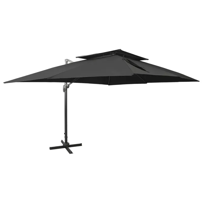umbrela in consola cu invelis dublu, negru, 400x300 cm