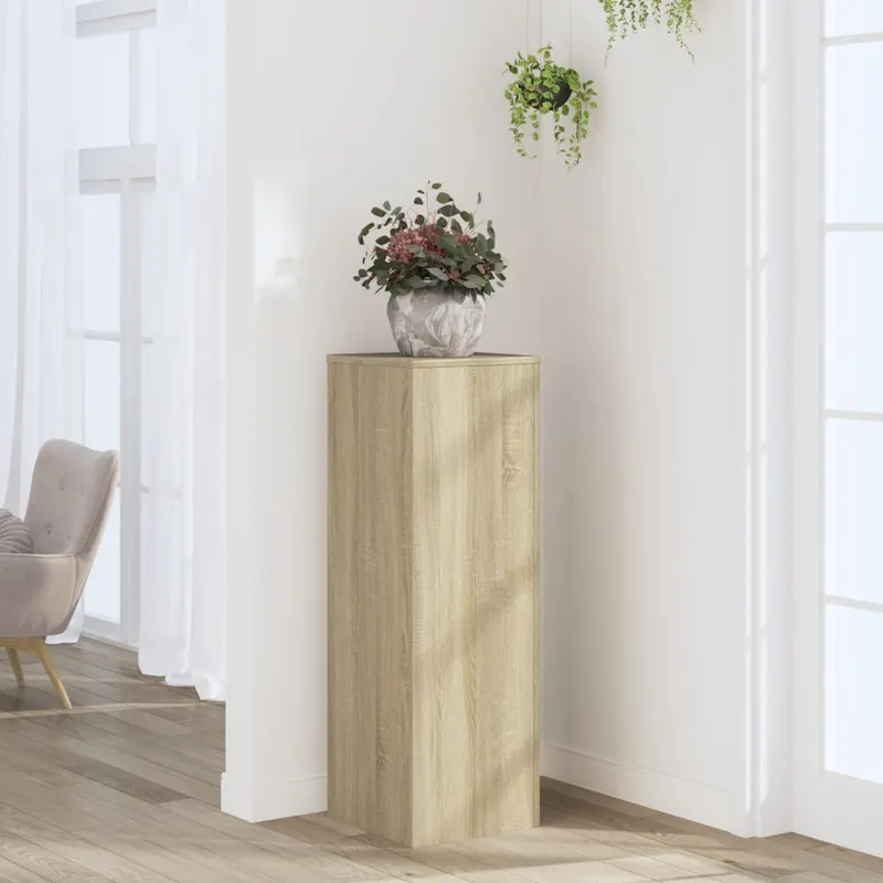 suport de plante, stejar sonoma, 33x33x100 cm, lemn prelucrat