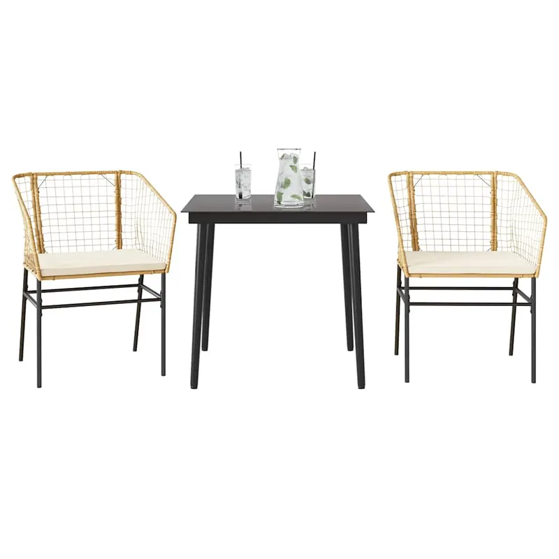 set mobilier de gradina cu perne 3 piese maro sticla polirattan