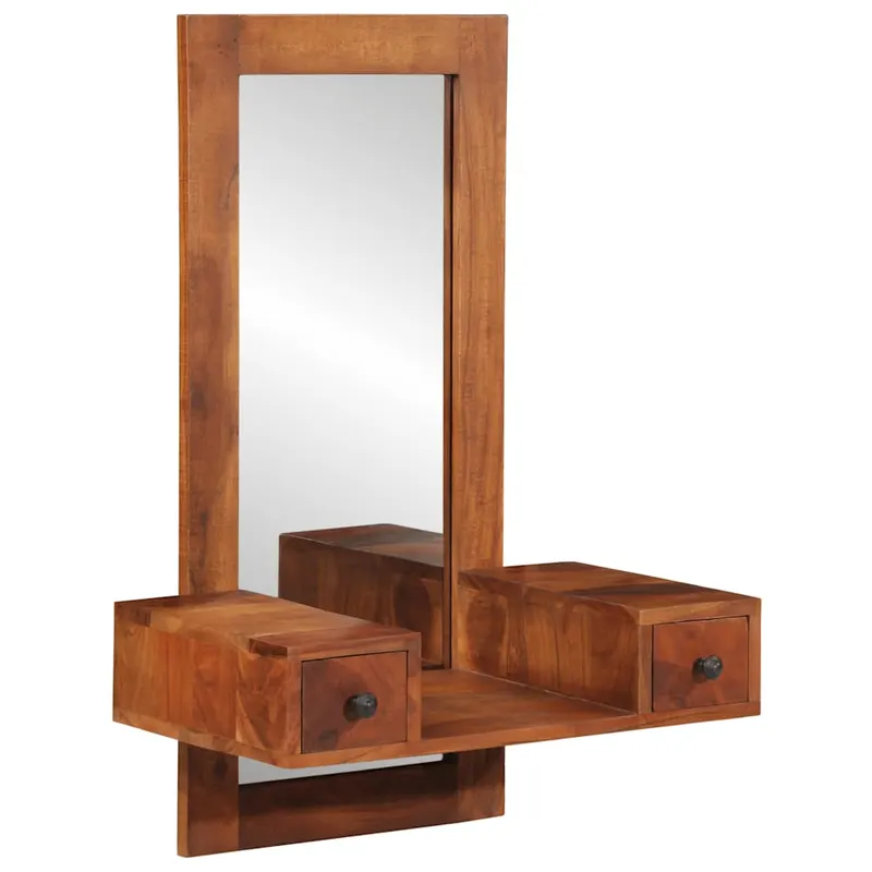 oglinda de perete cu sertare 60x33x90 cm lemn masiv de salcam
