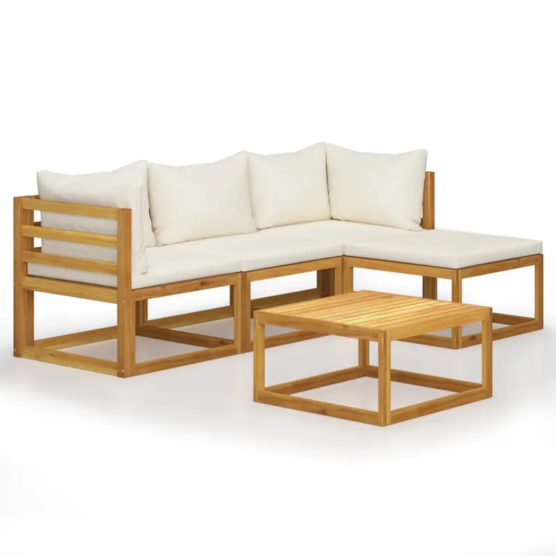 set mobilier gradina cu perne, 5 piese, lemn masiv acacia