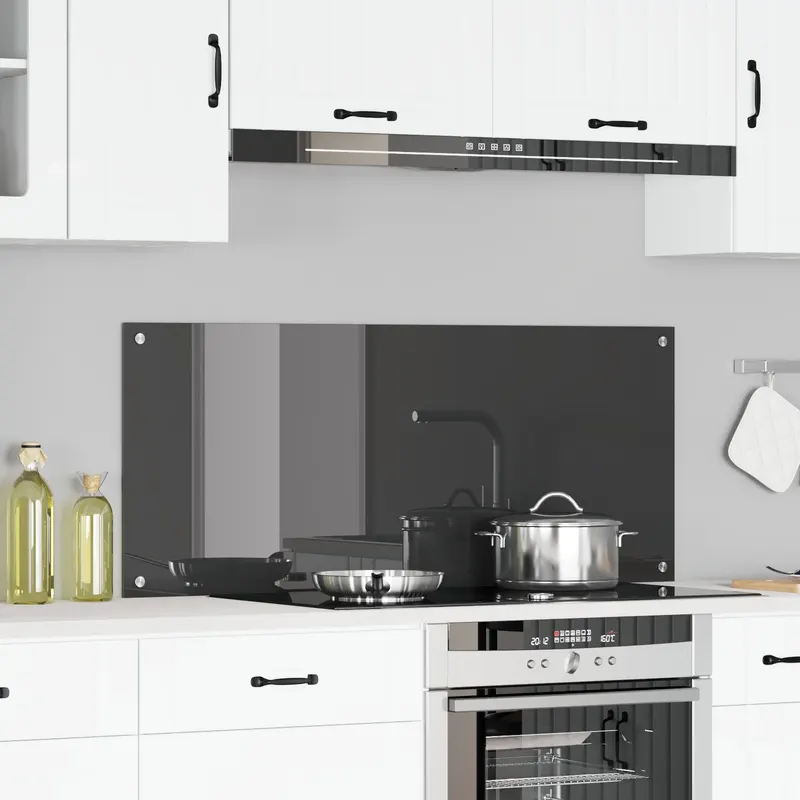 Backsplash pentru bucatarie, gri inchis, 120x50x0,6 cm, din sticla securizata