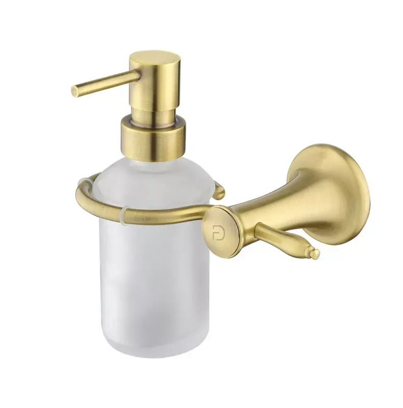 Dozator sapun lichid FDesign FD6-LRA-16-66, montare pe perete, 200 ml, suport, sticla, metal, mat, bronz