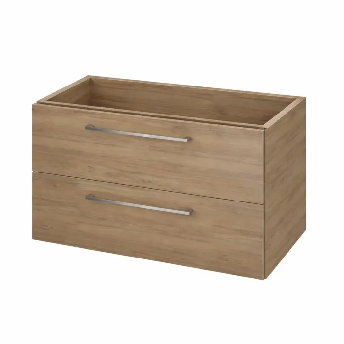 Dulap baie Lara 2 sertare pentru lavoar Como 90 cm, nuc, Cersanit