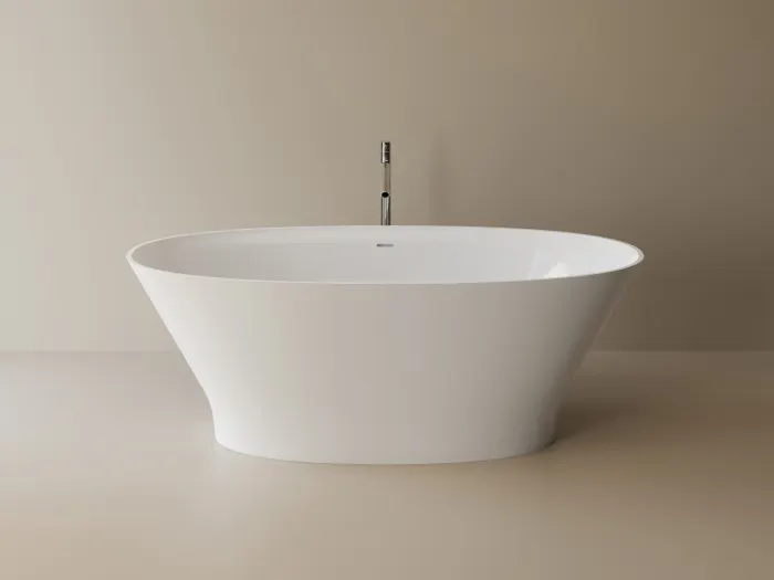 Cada freestanding ovala, compozit alb lucios, 167.7x81.3x60.5 cm, Classe