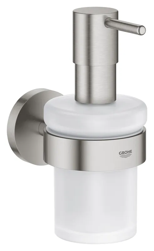 Dozator sapun Grohe 41195DC0, Start, pe perete, metal, sticla, mat, otel satinat