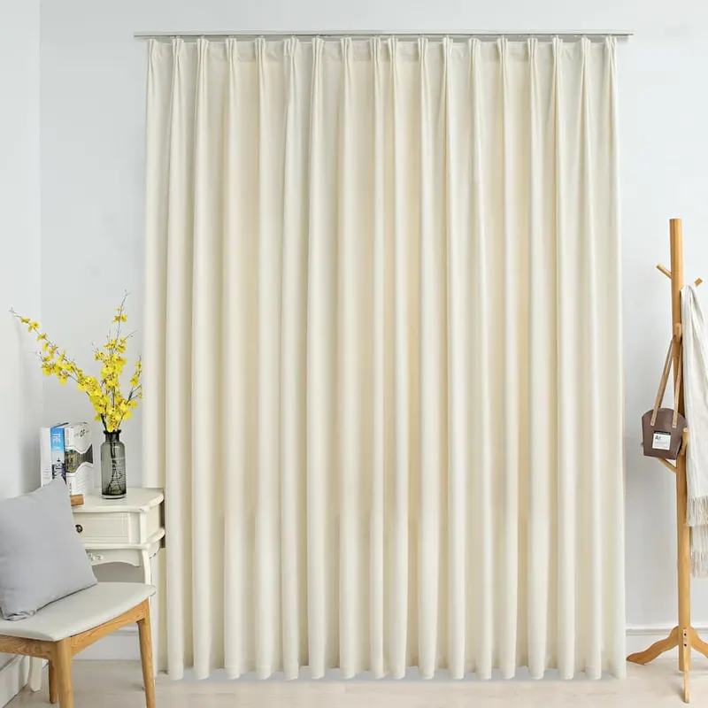 Draperie opaca, crem, 290 x 245 cm, catifea, cu carlige