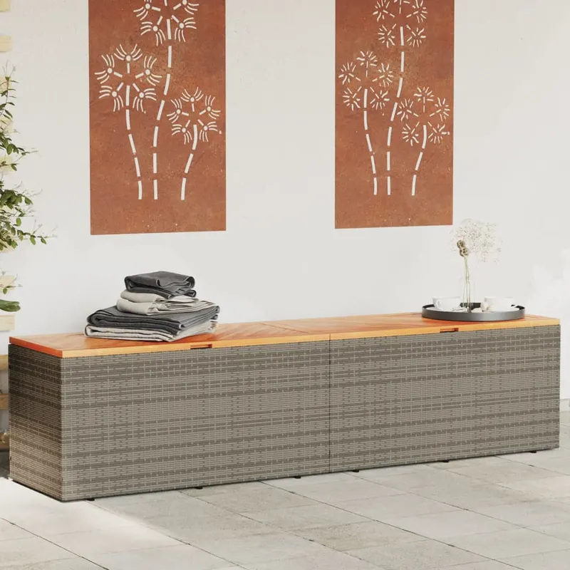 lada depozitare gradina gri 220x50x54 cm poliratan lemn acacia