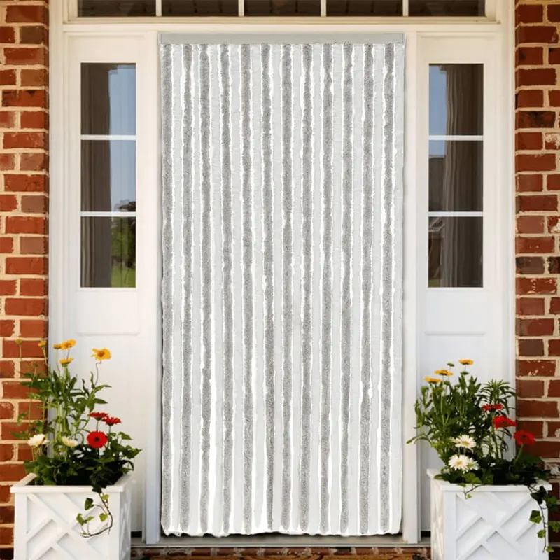 perdea pentru insecte, gri deschis si alb, 100x200 cm, chenille
