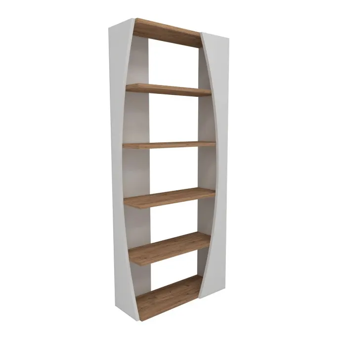 Biblioteca SELGE, pin atlantic + alb, 63,6x23,8x150 cm