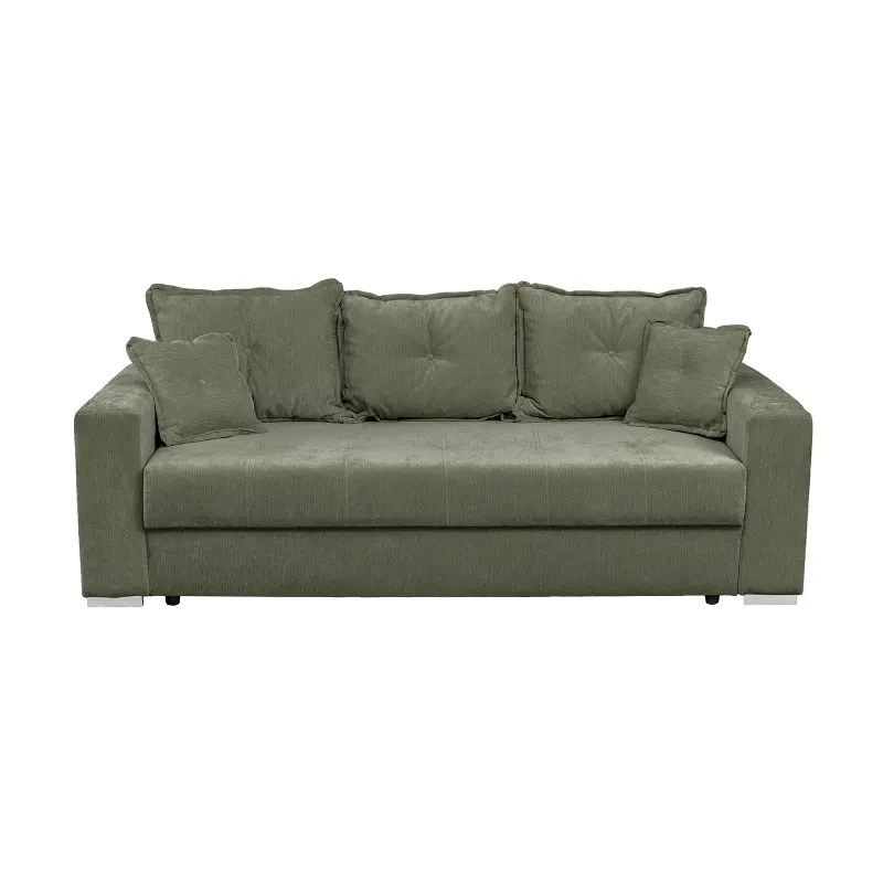 Canapea extensibila ARISSA, 3 locuri, cu arcuri, kaki, 235x110x77 cm