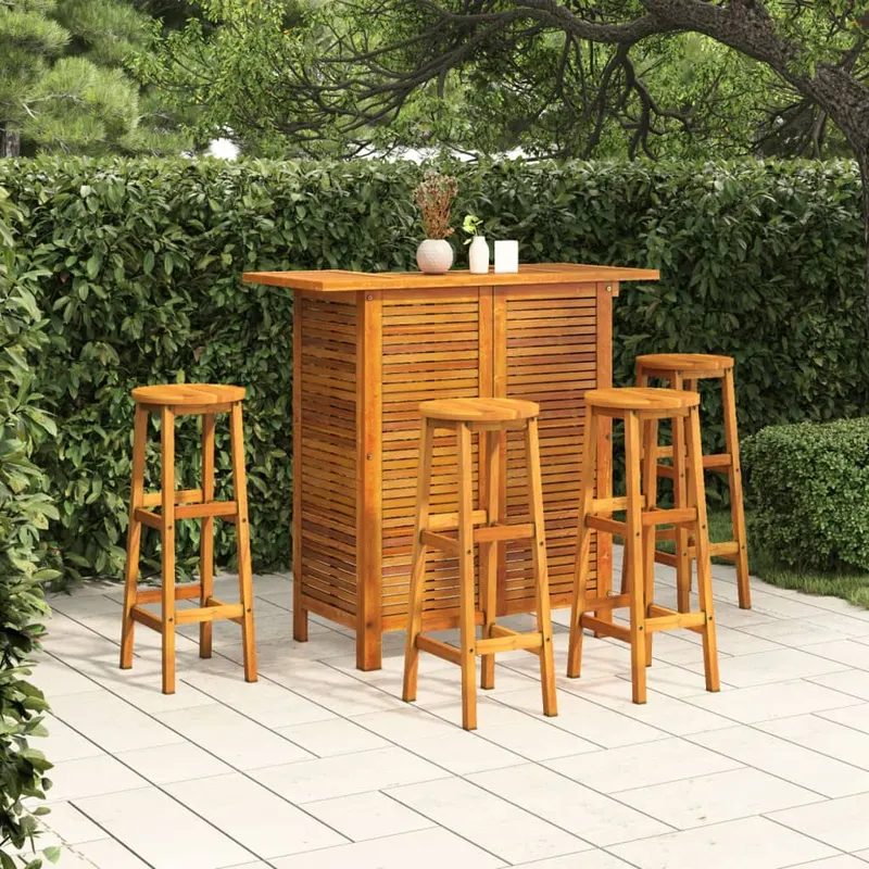 set mobilier de bar de gradina, 5 piese, lemn masiv de acacia