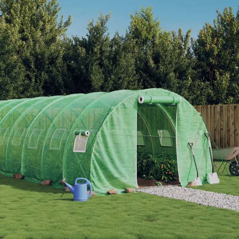 sera cu cadru din otel, verde, 30 m2, 10x3x2 m