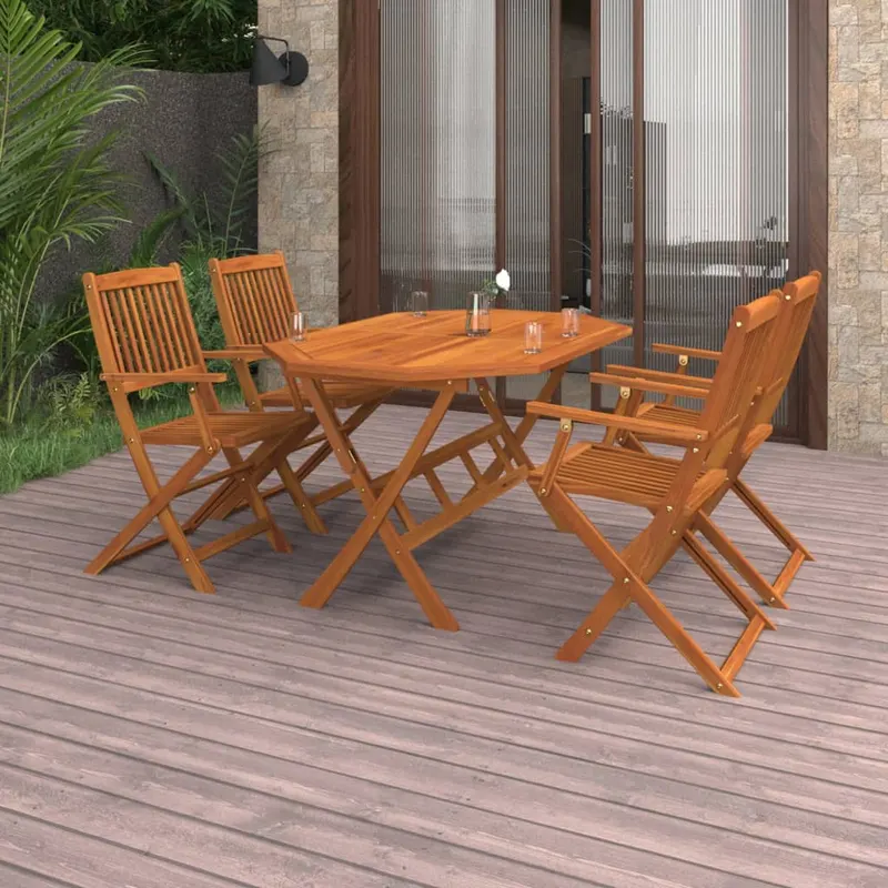 set mobilier de gradina, 5 piese, lemn masiv de acacia