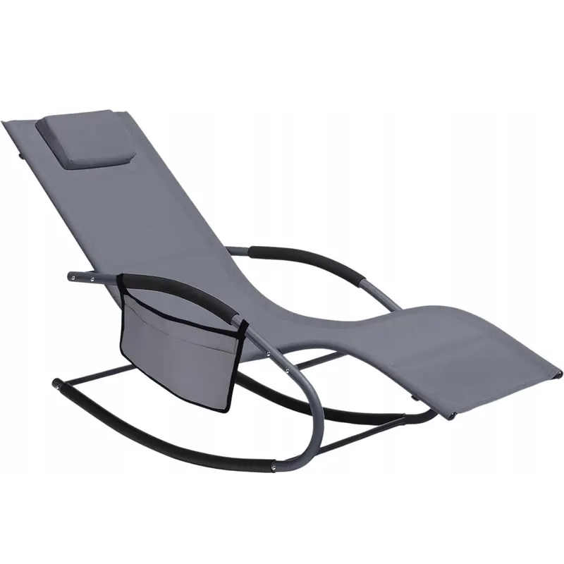 Leagan tip sezlong pentru gradina 148x63x87 cm, structura otel, textilen, design ergonomic, gri inchis