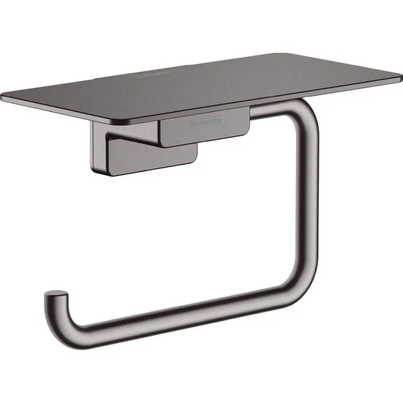 Suport hartie igienica cu polita, culoare crom negru periat Hansgrohe AddStoris 41772340