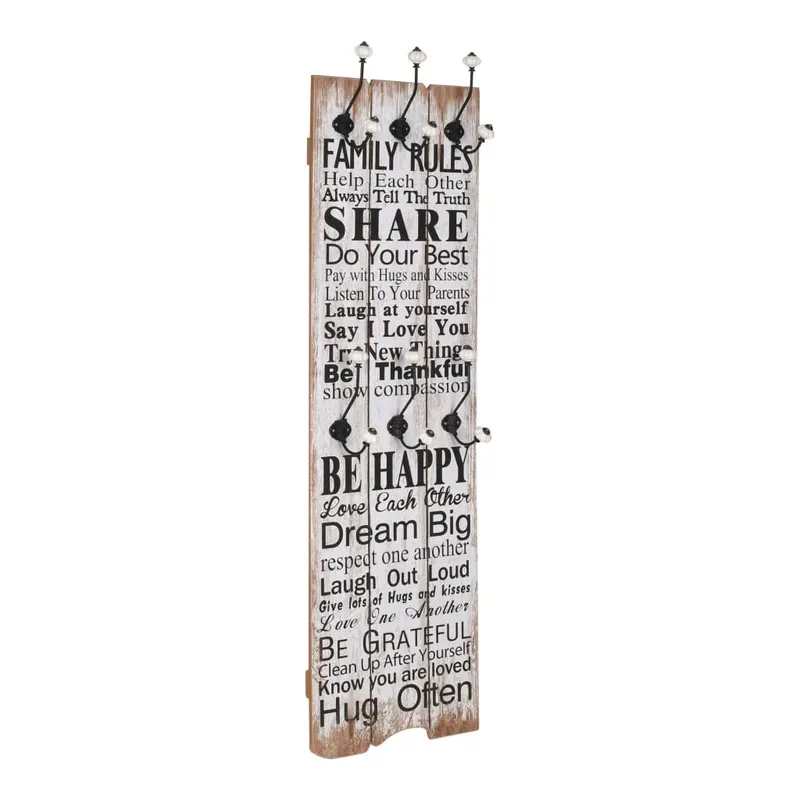 cuier de perete cu 6 carlige, 120 x 40 cm, family rules