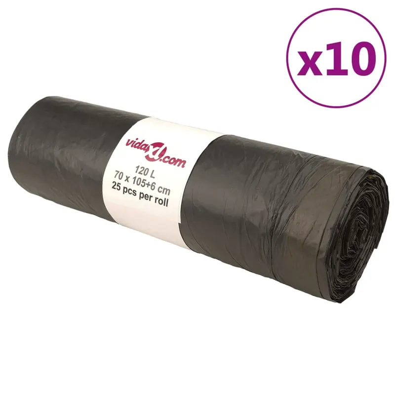 saci de gunoi cu snururi 250 buc. negru 120 l