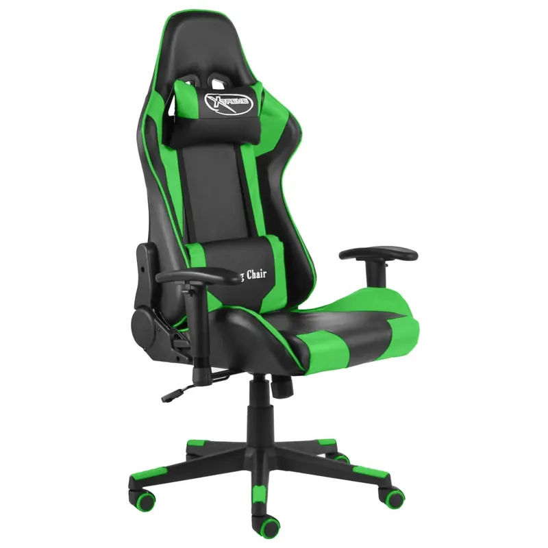 scaun de jocuri pivotant, verde, pvc
