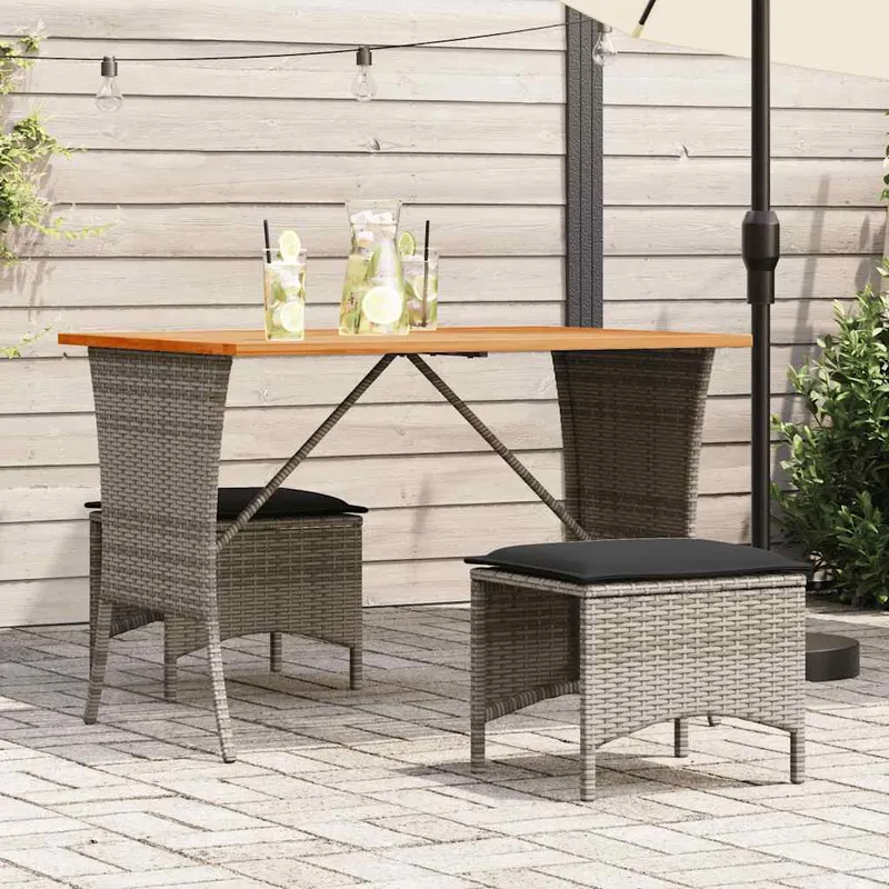 set mobilier de gradina cu perne, 3 piese, gri, poliratan