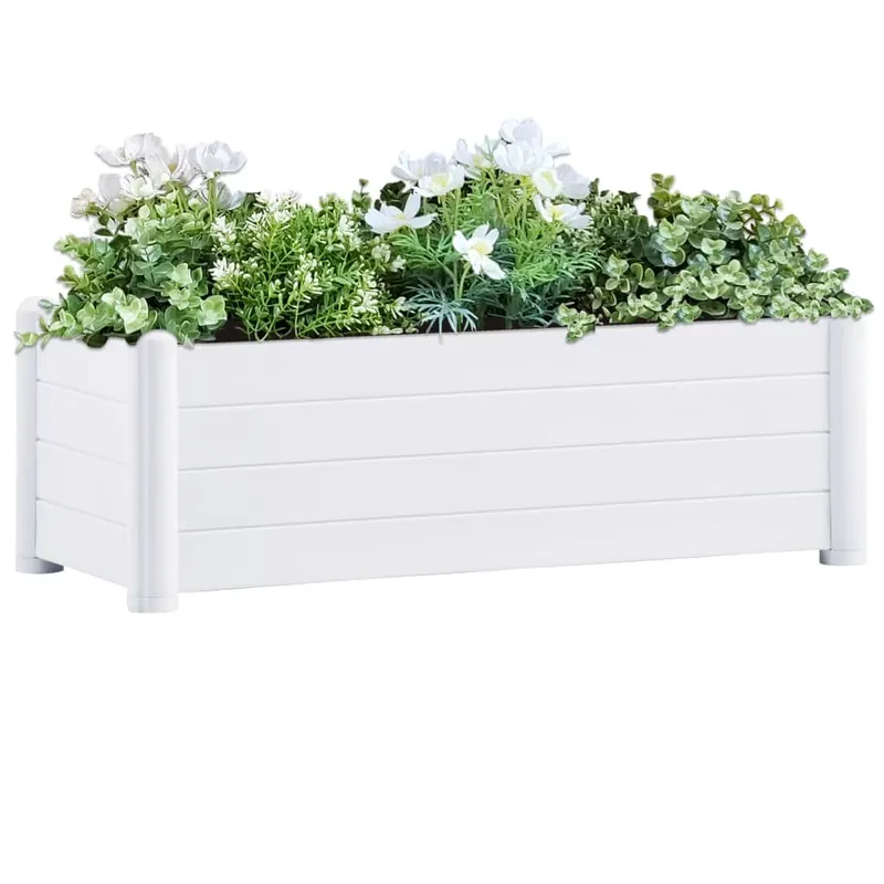 strat inaltat de gradina, alb, 100 x 43 x 35 cm, pp