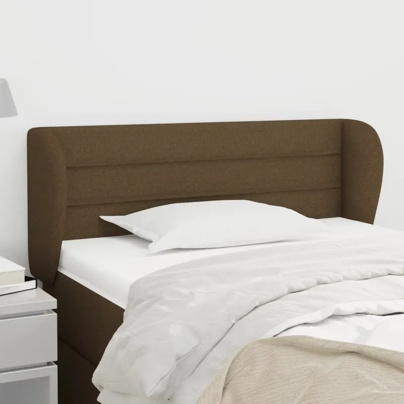 tablie de pat cu aripioare maro inchis 103x23x78/88 cm textil
