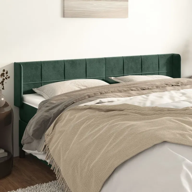 Tablie de pat cu aripioare verde inchis 203x16x78/88 cm catifea