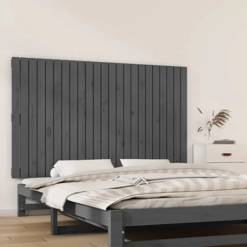tablie de pat pentru perete, gri, 147x3x90 cm, lemn masiv pin