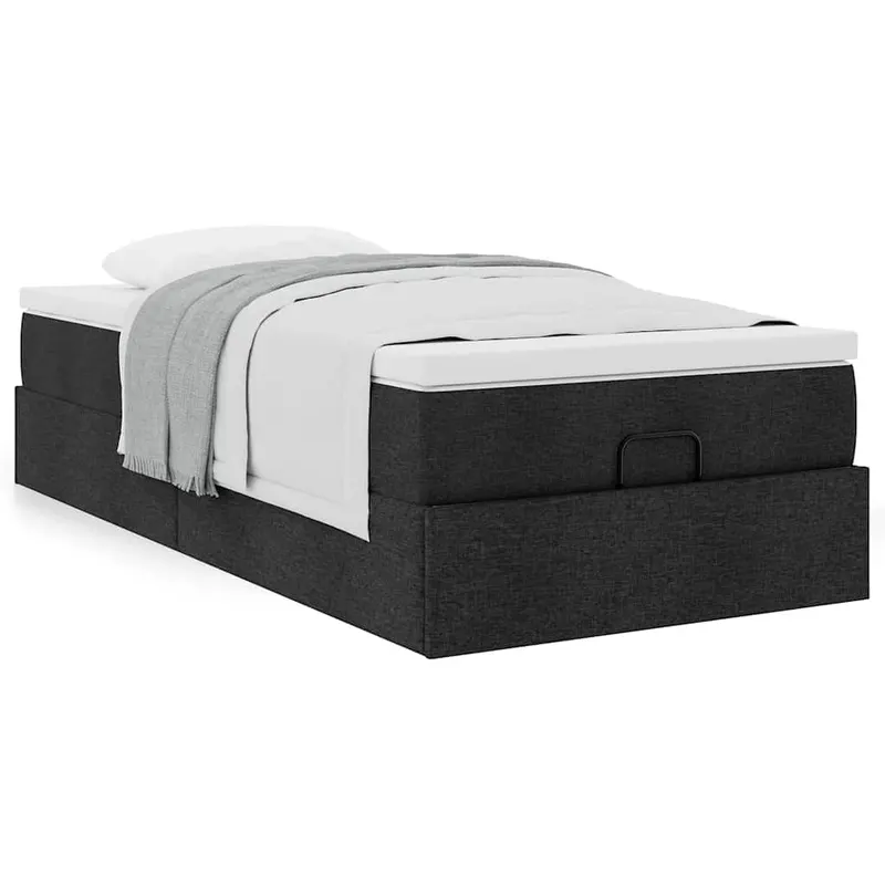 cadru de pat otoman cu saltea tesatura neagra 100x200cm